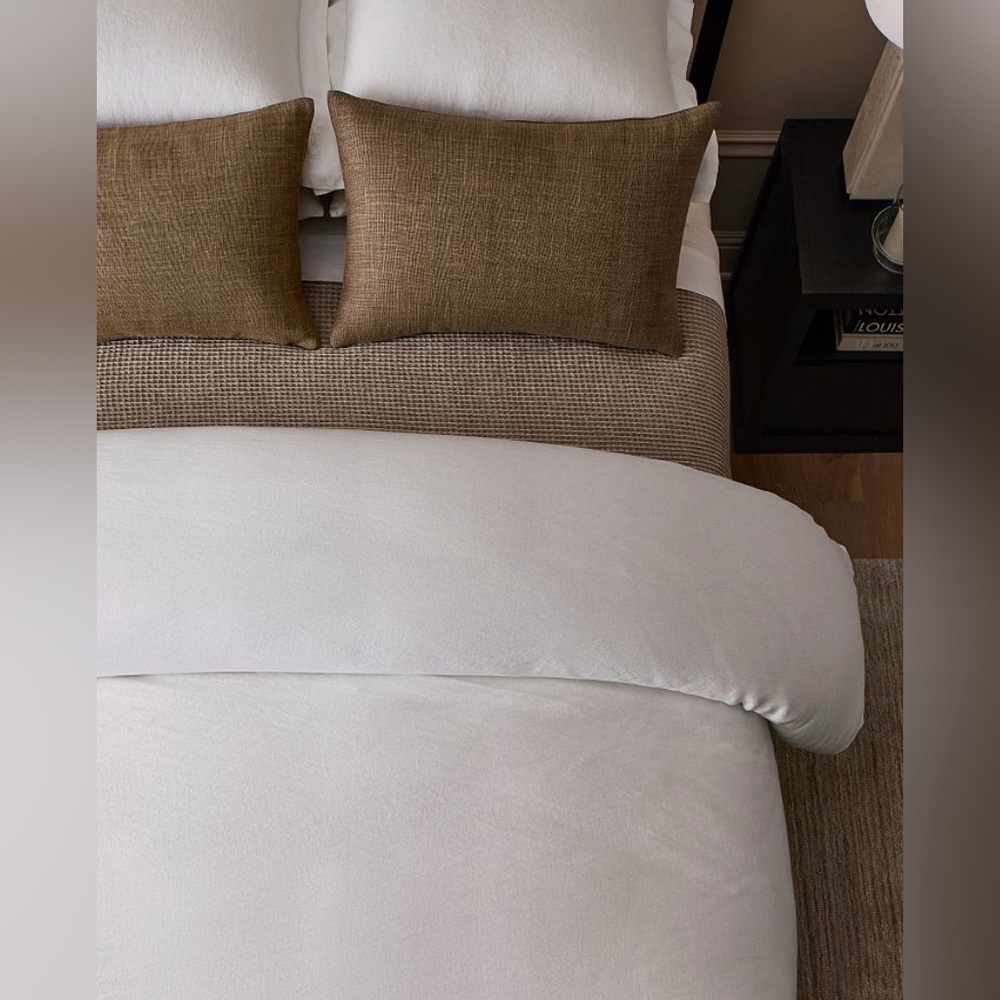 POTTERY BARN *BELGIAN FLAX LINEN DUVET COVER *WHITE *NWT $279.00 QUEEN/FULL - Picture 4 of 8